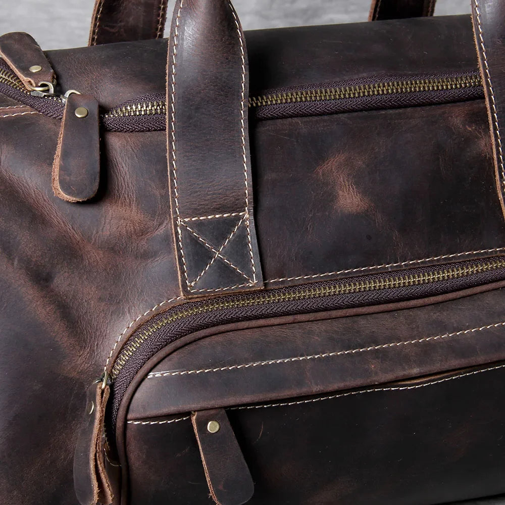 Men’s Leather Duffle Bag - Carry-On Weekender