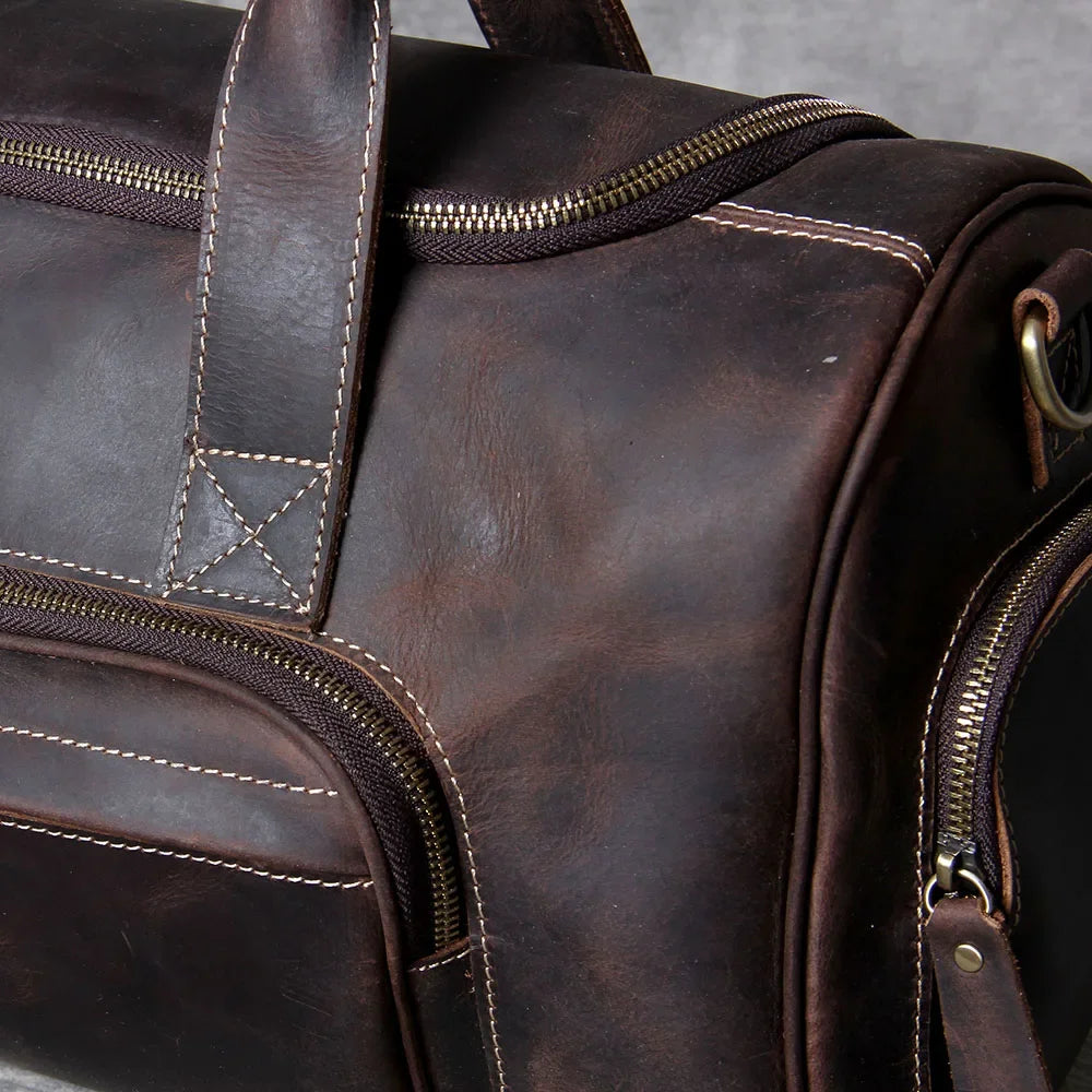 Men’s Leather Duffle Bag - Carry-On Weekender