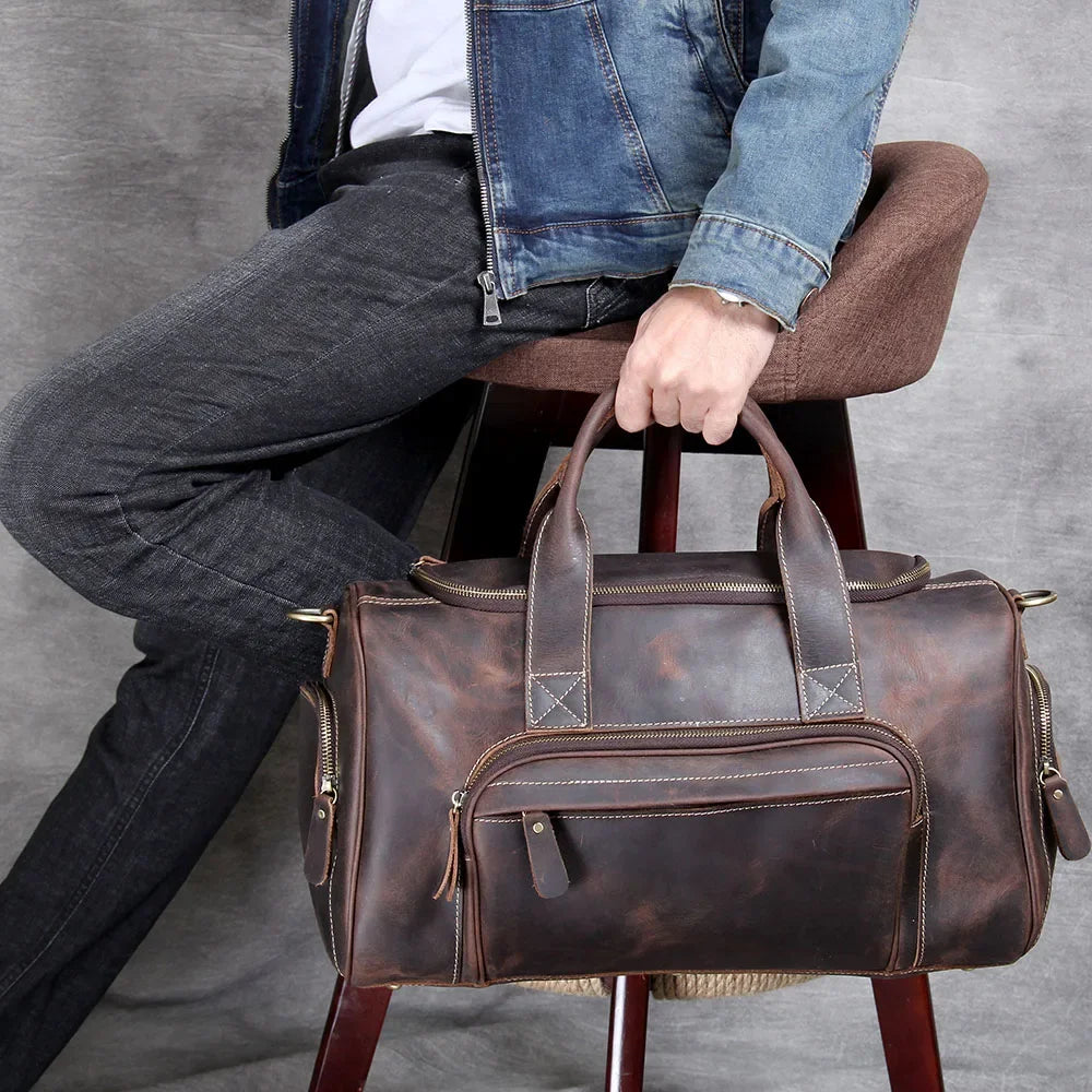 Men’s Leather Duffle Bag - Carry-On Weekender