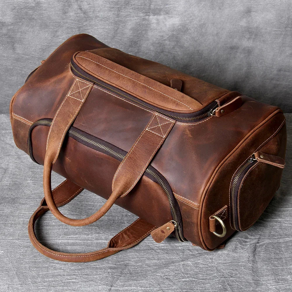 Men’s Leather Duffle Bag - Carry-On Weekender