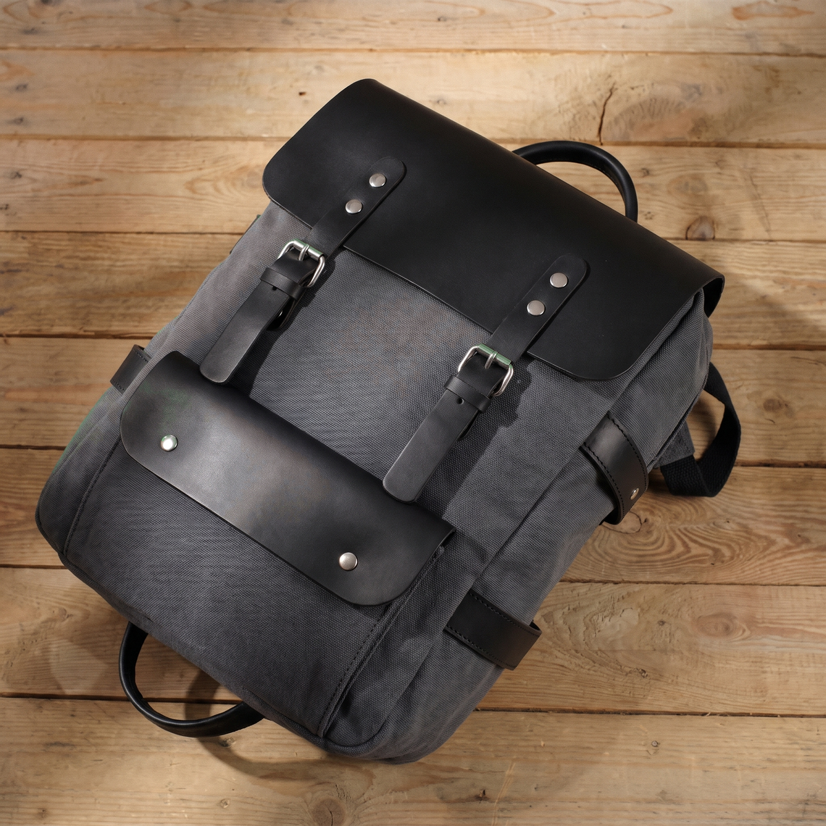 Men’s Waxed Canvas Backpack - Leather Trim 6-Color Laptop Pack