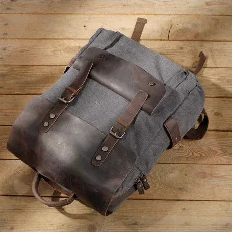 Men’s Waxed Canvas Backpack - Leather Trim 6-Color Laptop Pack