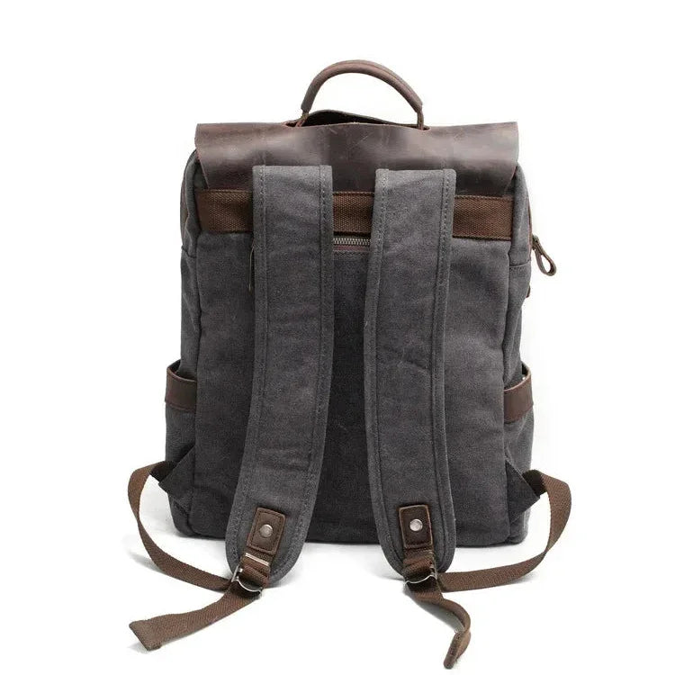 Men’s Waxed Canvas Backpack - Leather Trim 6-Color Laptop Pack
