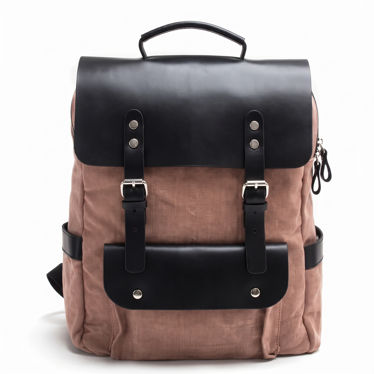 Men’s Waxed Canvas Backpack - Leather Trim 6-Color Laptop Pack - Dark brown