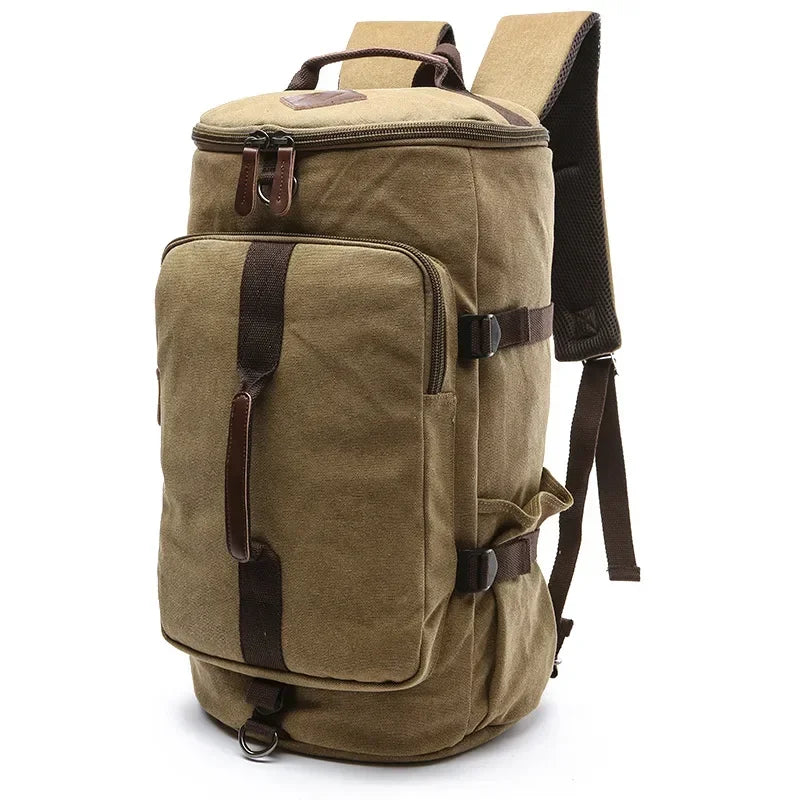 Men’s Canvas Backpack - Convertible 2-Way Carry Bag - Camel / M 10.2’’ x 9.4’’ x 15.7’’
