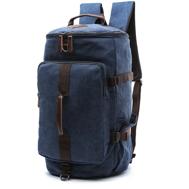 Men’s Canvas Backpack - Convertible 2-Way Carry Bag - Blue / M 10.2’’ x 9.4’’ x 15.7’’