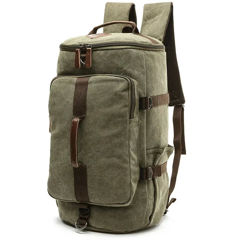 Men’s Canvas Backpack - Convertible 2-Way Carry Bag - Green / M 10.2’’ x 9.4’’ x 15.7’’