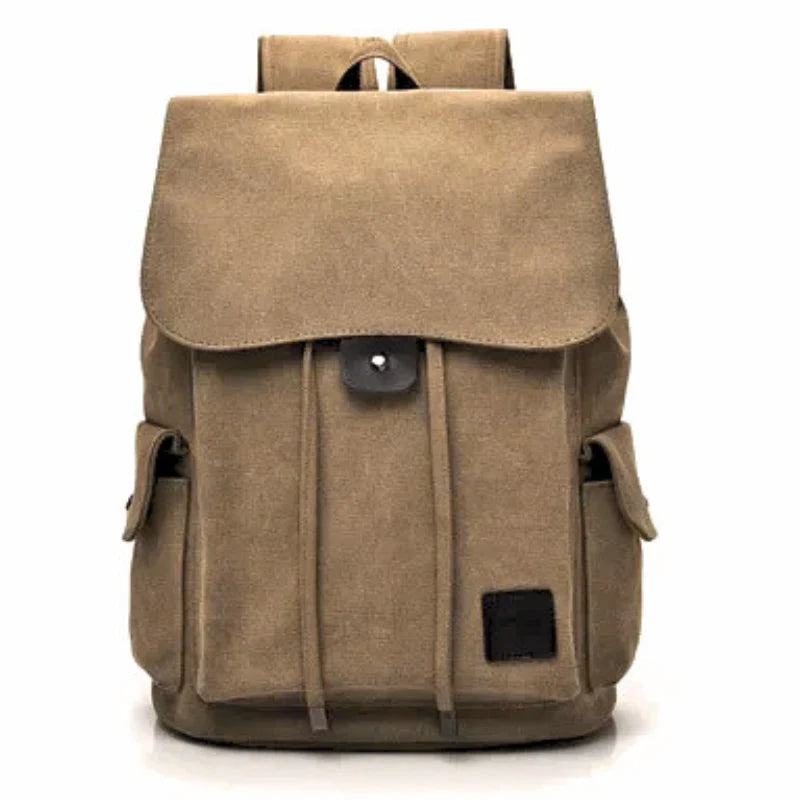 Men’s Canvas Backpack - 18L Vintage Flap-Top Daypack - Khaki
