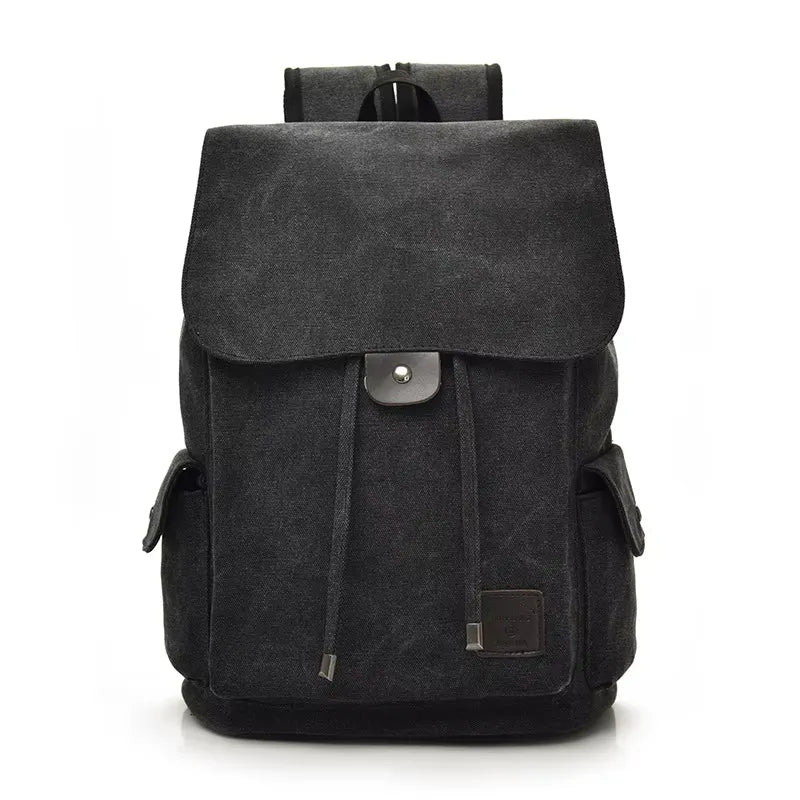 Men’s Canvas Backpack - 18L Vintage Flap-Top Daypack - Black