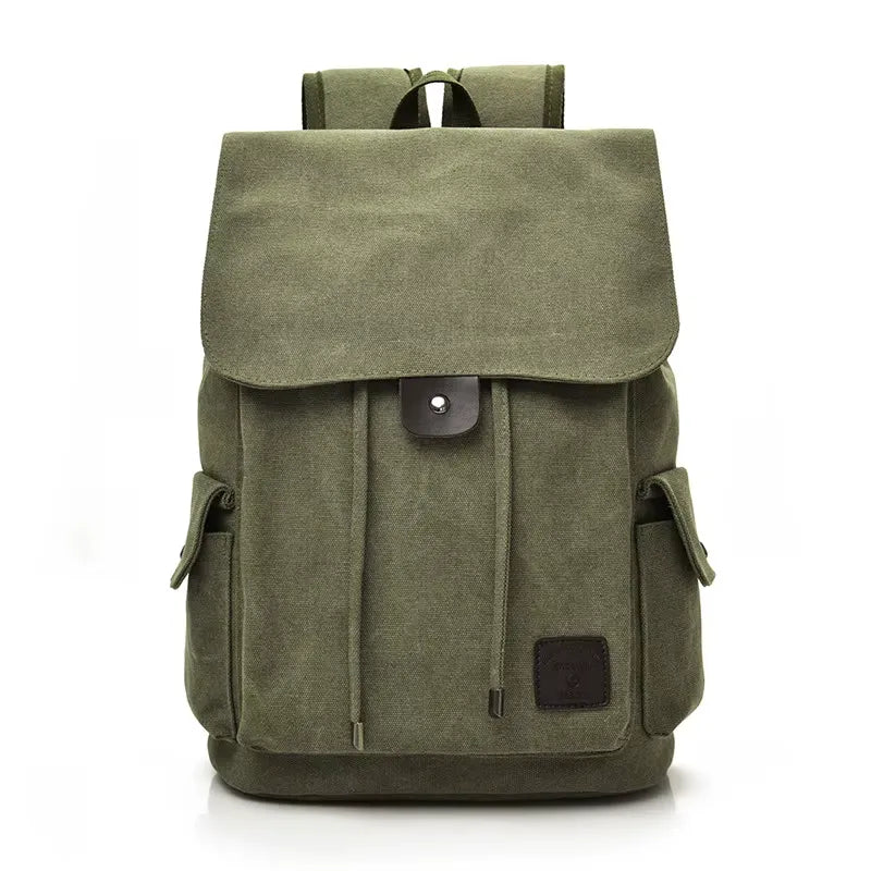 Men’s Canvas Backpack - 18L Vintage Flap-Top Daypack - Olive