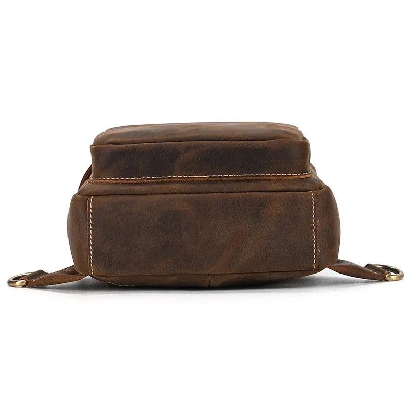Men’s Leather Sling Bag - Multi-Pocket Tablet Crossbody