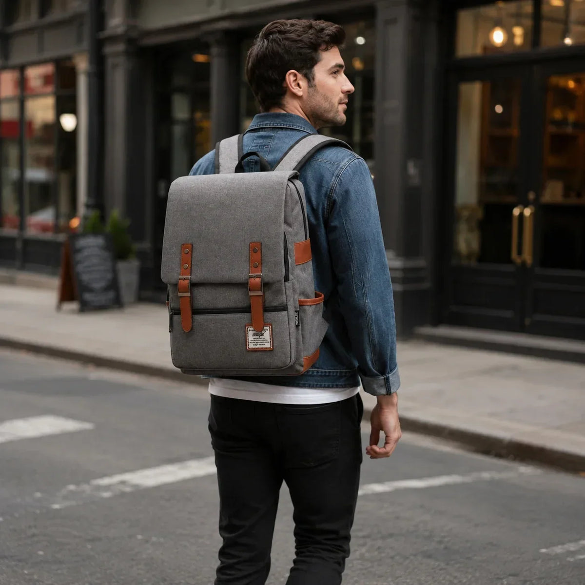 Slim Canvas Commuter Daypack - 17L Two-Buckle Flap Backpack