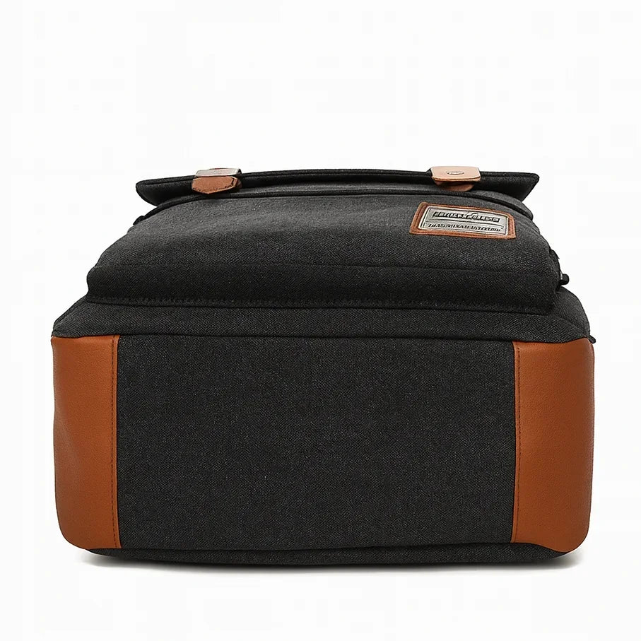 Slim Canvas Commuter Daypack - 17L Two-Buckle Flap Backpack