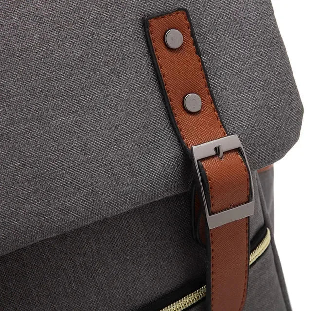 Slim Canvas Commuter Daypack - 17L Two-Buckle Flap Backpack