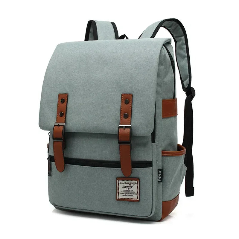 Slim Canvas Commuter Daypack - 17L Two-Buckle Flap Backpack - Sage