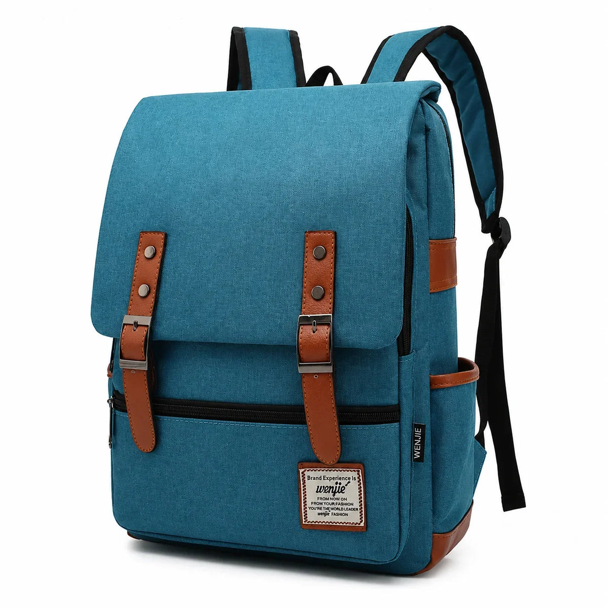 Slim Canvas Commuter Daypack - 17L Two-Buckle Flap Backpack - Teal