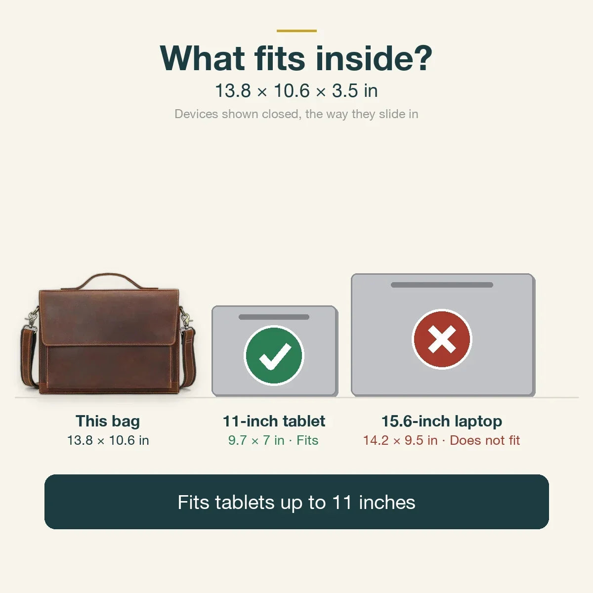 Slim Leather Flap Briefcase with Magnetic Closure