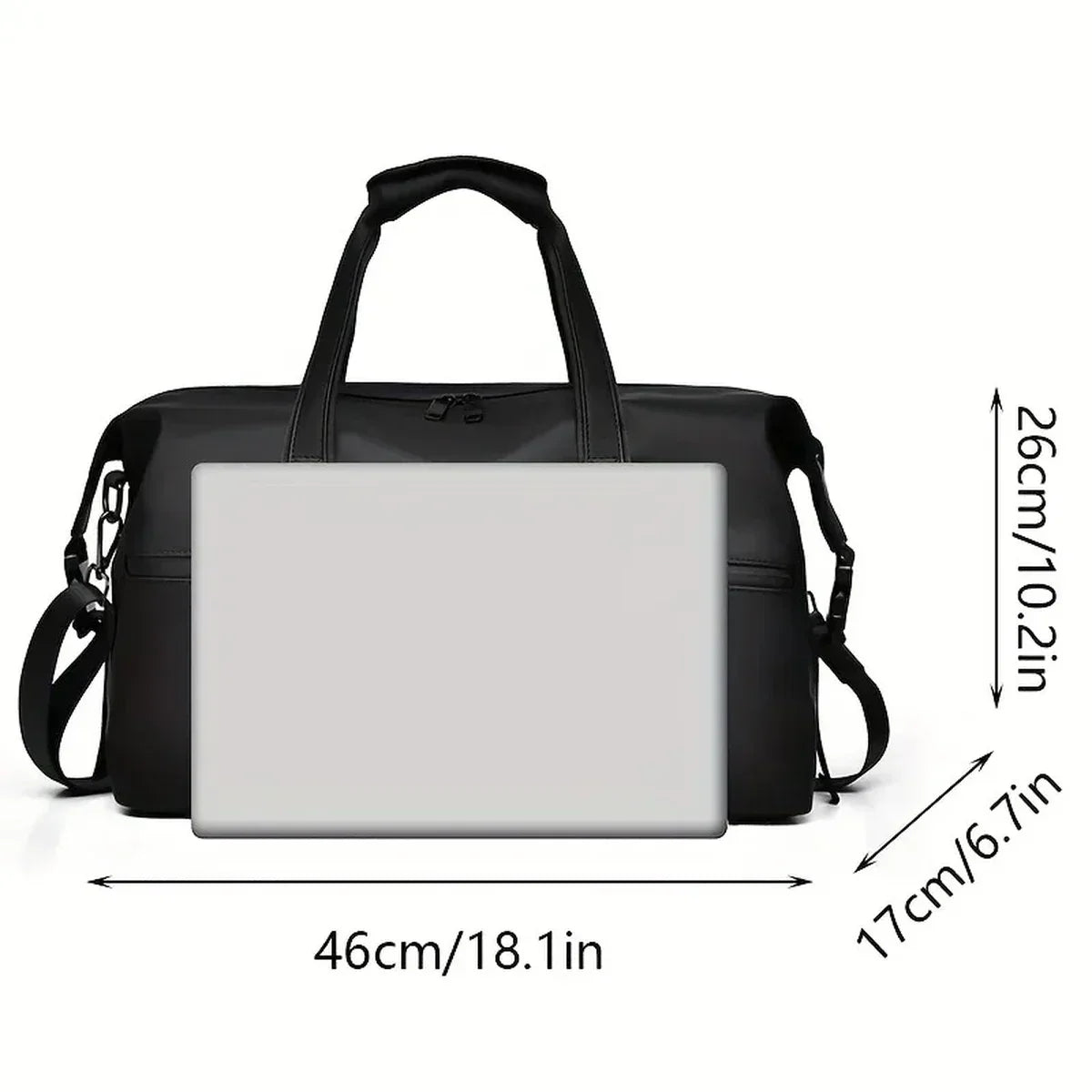 Vegan Leather Duffle Bag - Matte Water-Resistant Weekender with Laptop Pocket