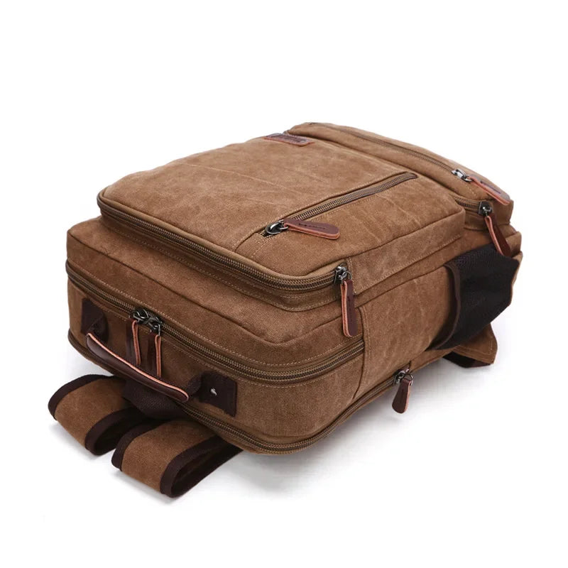 Men’s Canvas Backpack - Front Organizer Pocket Rucksack