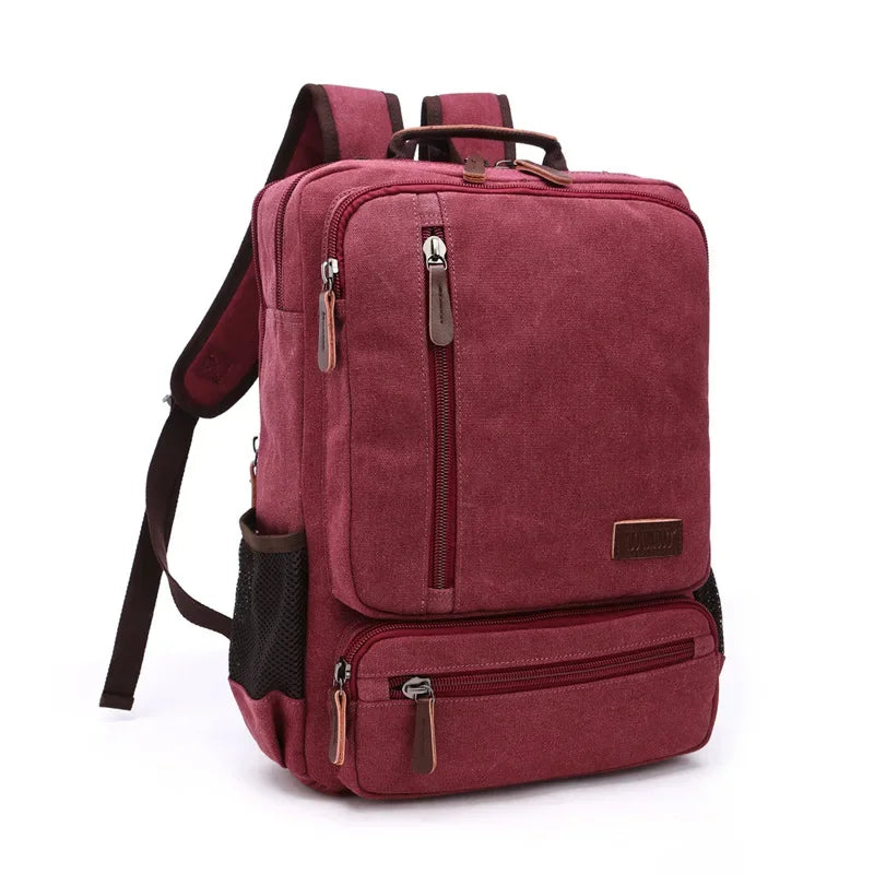 Men’s Canvas Backpack - Front Organizer Pocket Rucksack