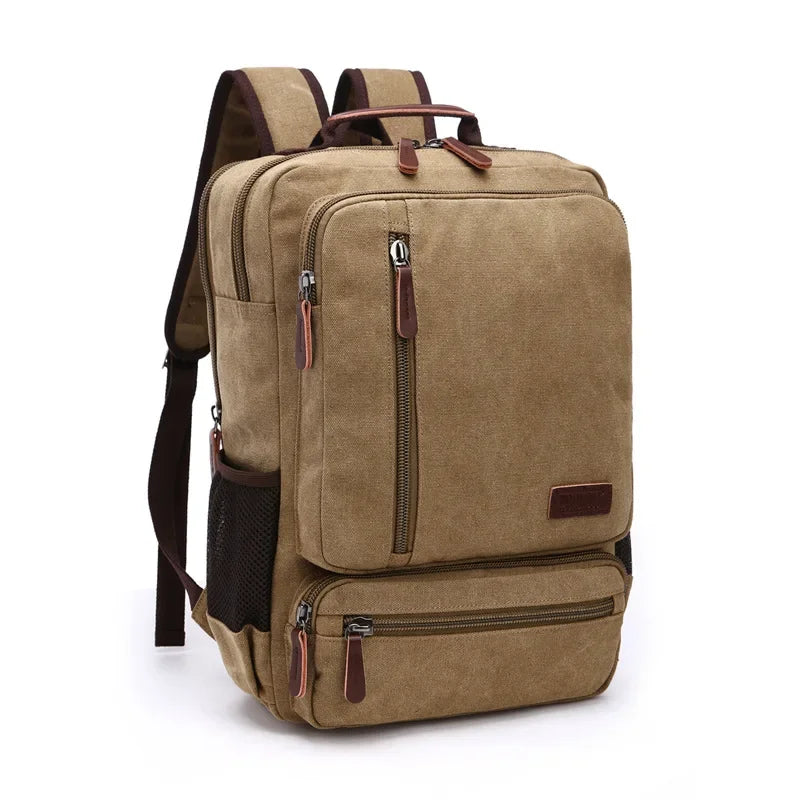 Men’s Canvas Backpack - Front Organizer Pocket Rucksack