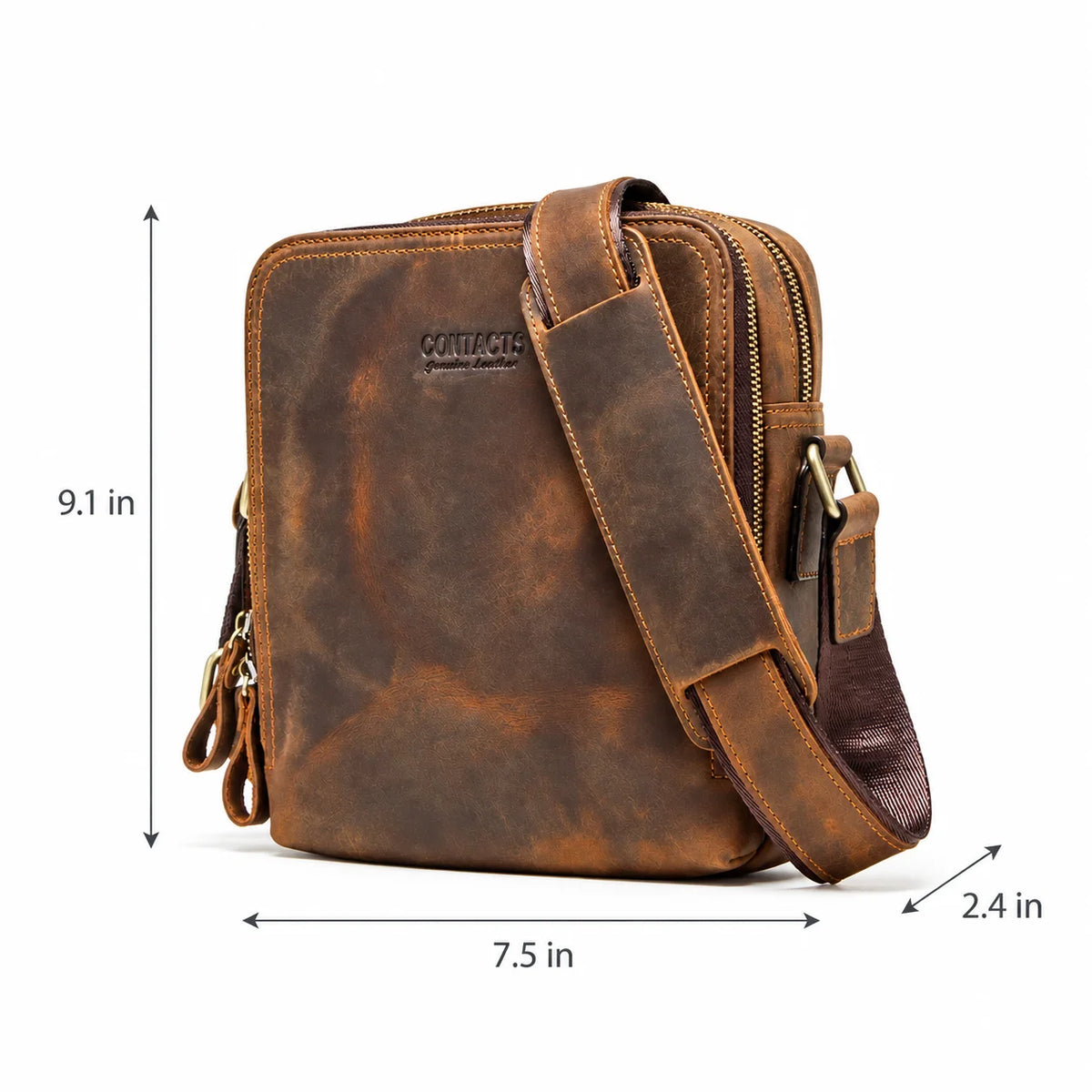 Vintage Leather Crossbody Bag – Compact Everyday Shoulder Bag