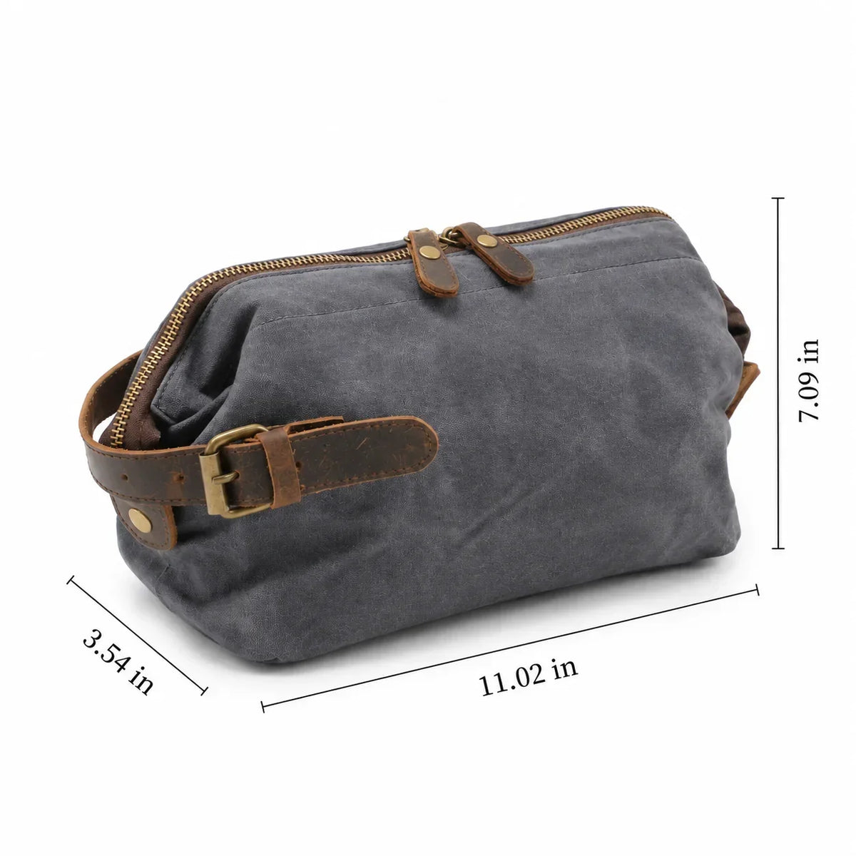 Men’s Waxed Canvas Toiletry Bag - Leather Trim Dopp Kit