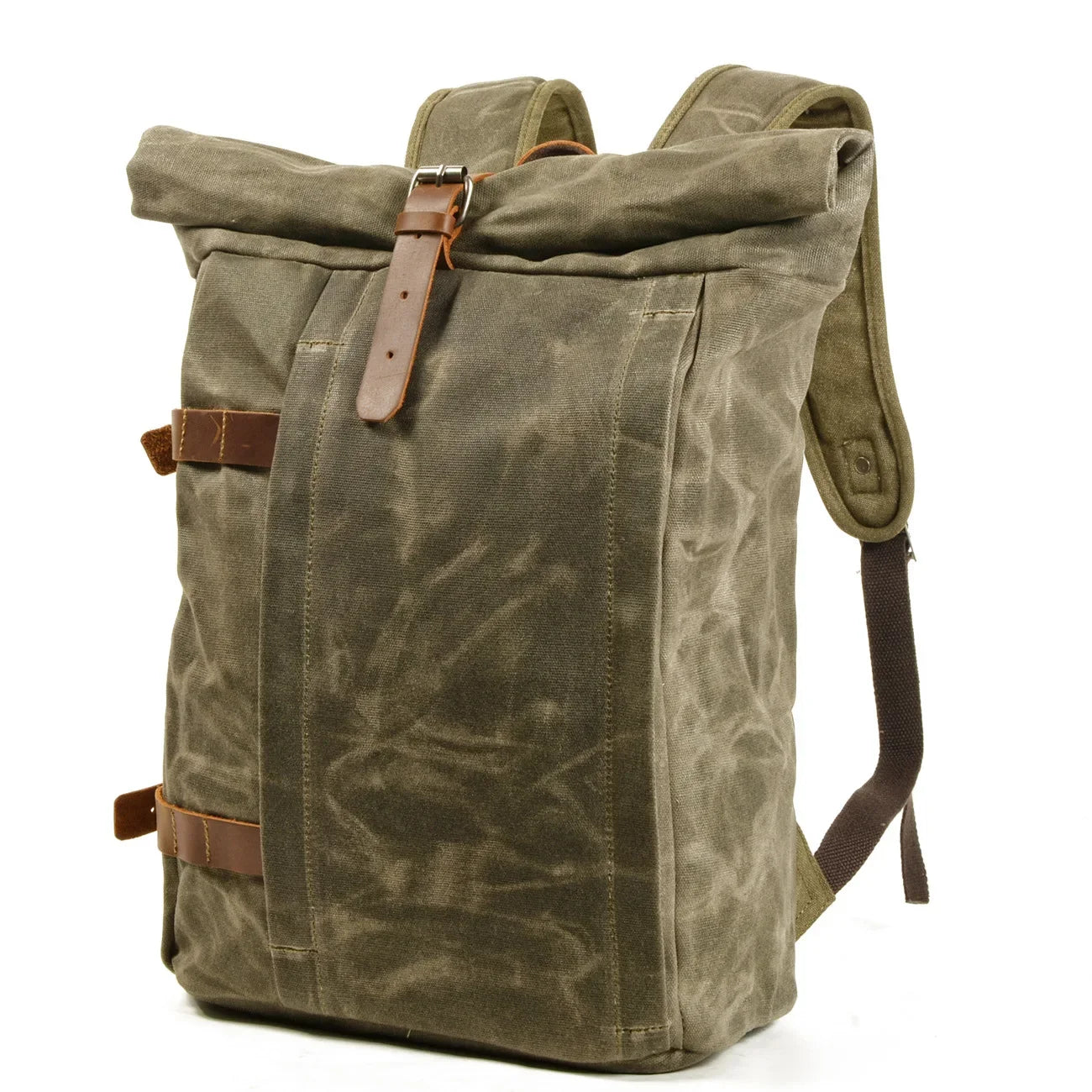 Men’s Waxed Canvas Backpack - 3-Color Roll-Top Rucksack
