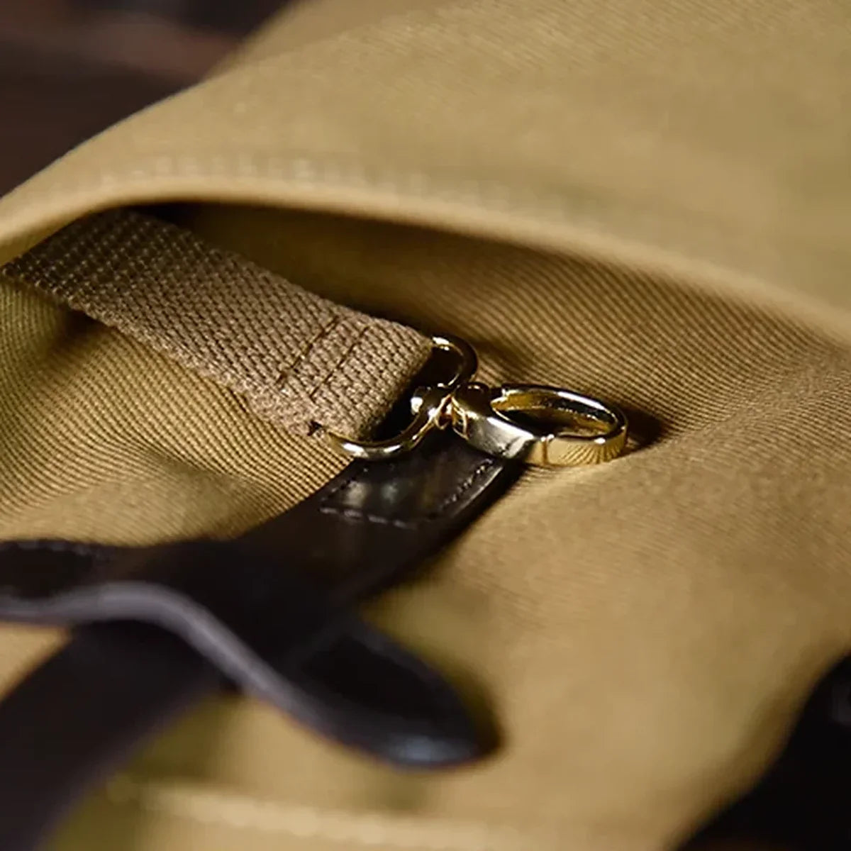 Waxed Canvas Flap Briefcase with Leather Handles