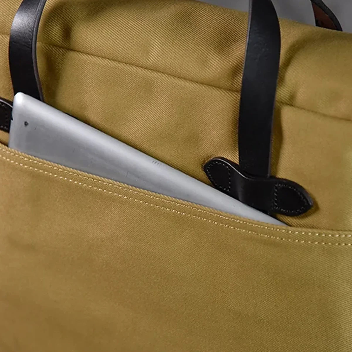 Waxed Canvas Flap Briefcase with Leather Handles
