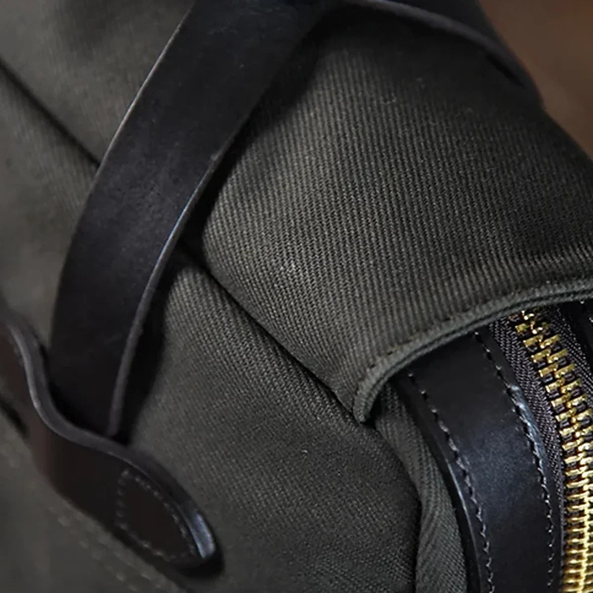 Waxed Canvas Flap Briefcase with Leather Handles