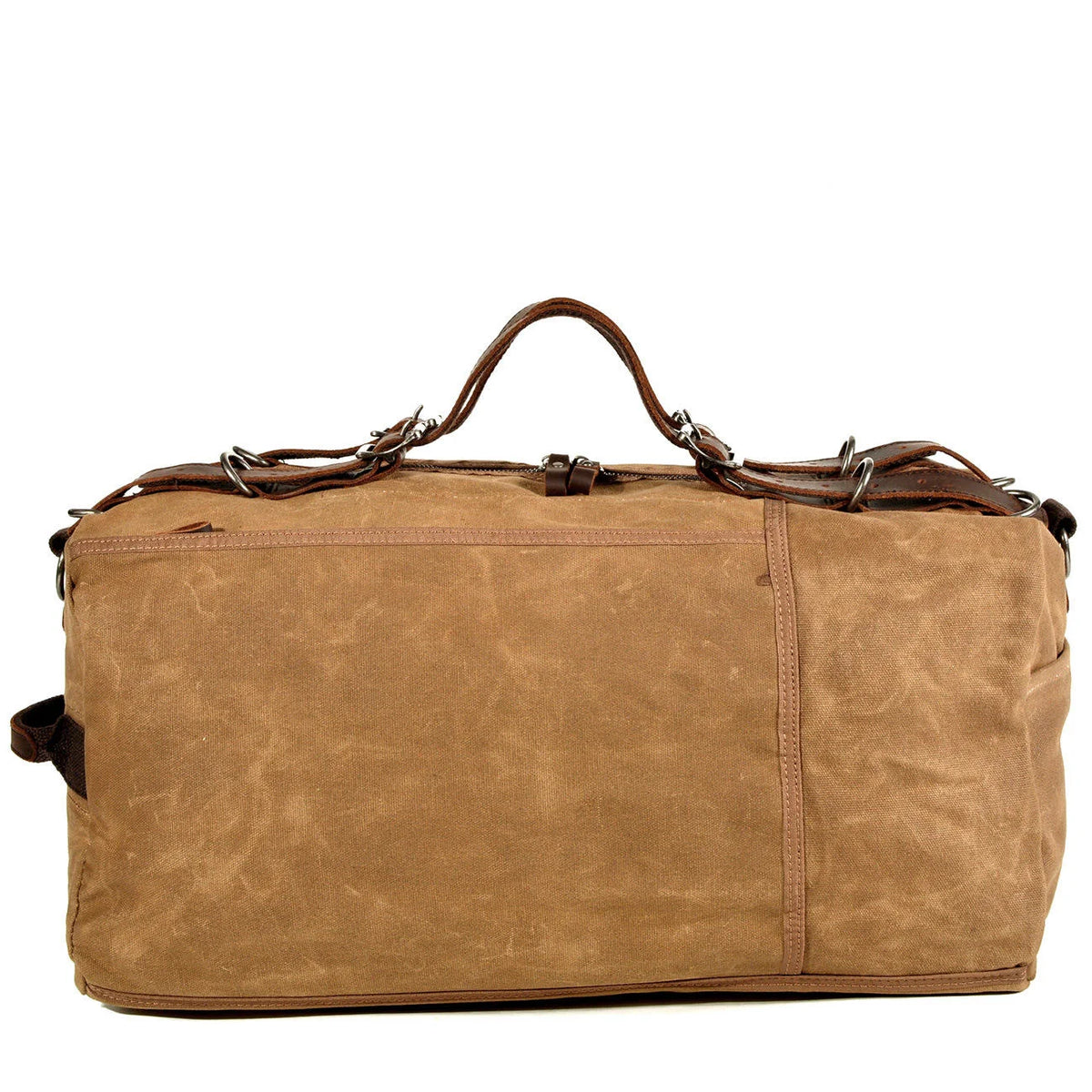 Waxed Canvas Duffle Bag - Buckle Strap Weekender Travel Bag