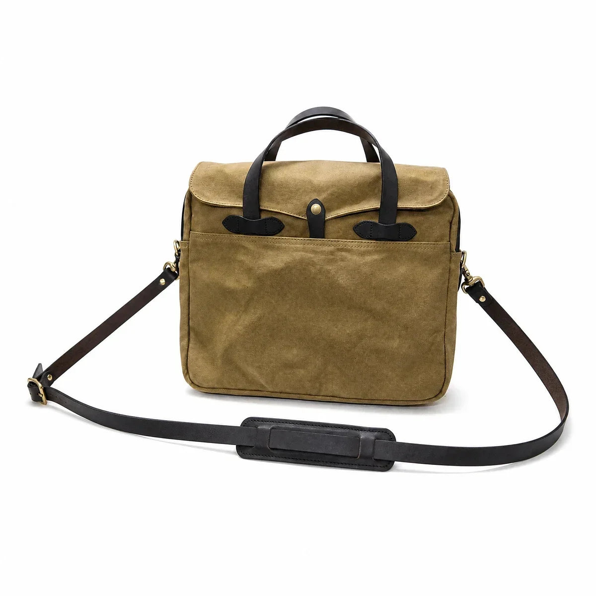 Waxed Canvas Flap Briefcase with Leather Handles
