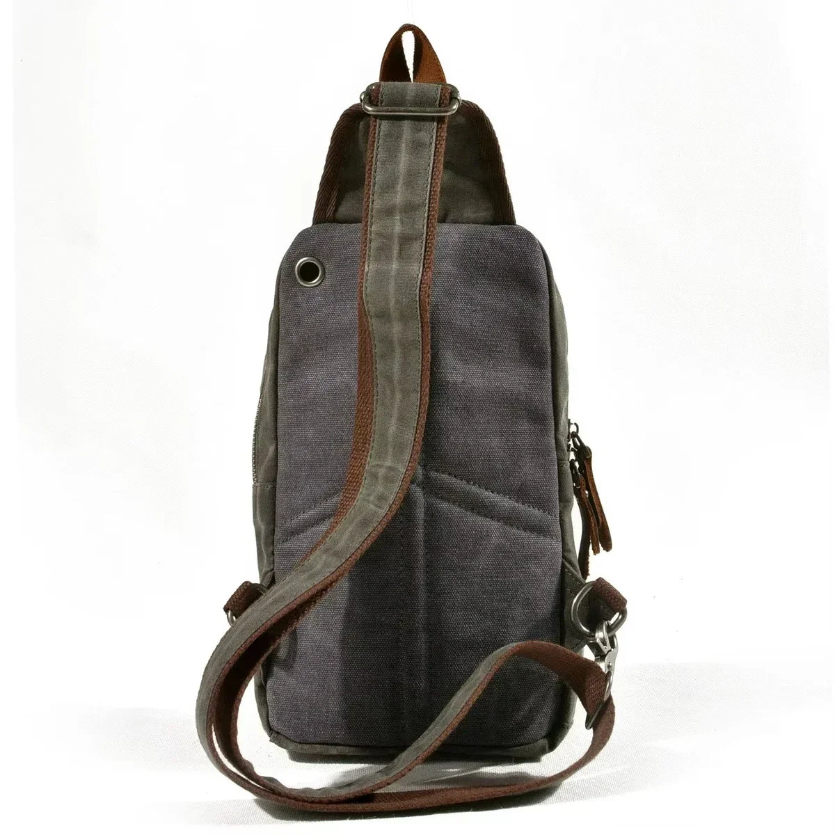 Waxed Canvas Sling Bag - Crossbody Chest Pack with Diagonal Zip