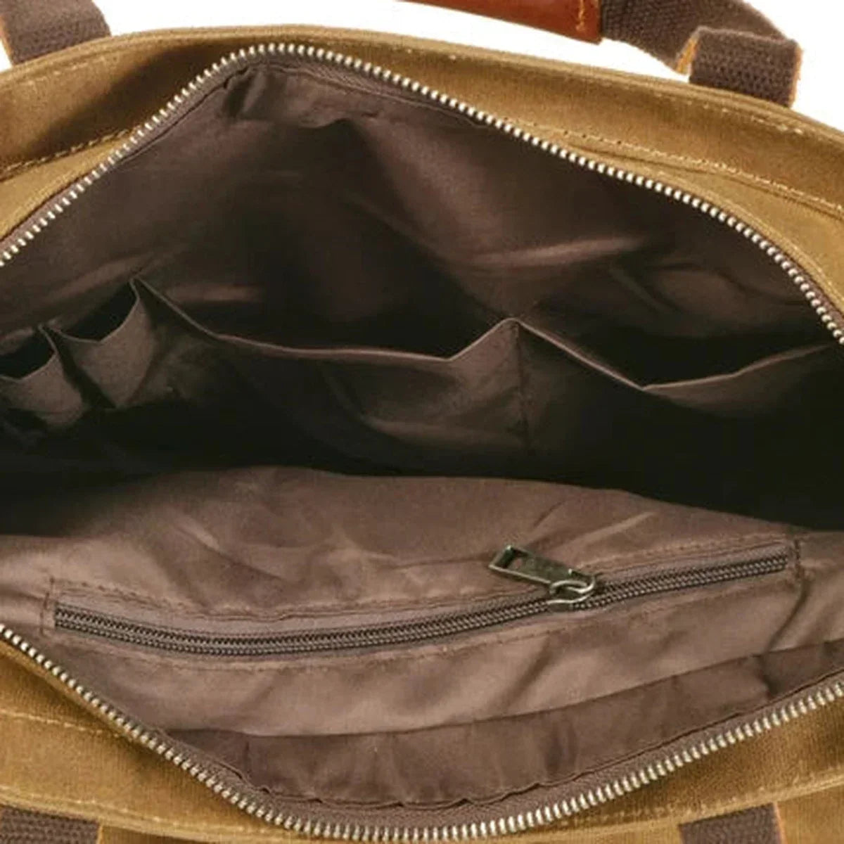 Waxed Canvas Tote Bag for Men - Zip Top Removable Strap
