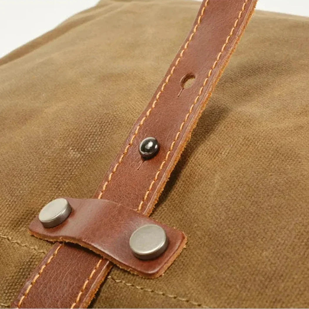 Waxed Canvas Tote Bag for Men - Zip Top Removable Strap